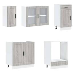 Berkfield Home Elegant 8 Piece Kitchen Cabinet Set Kalmar Grey Sonoma Engineered Wood - thumbnail 4
