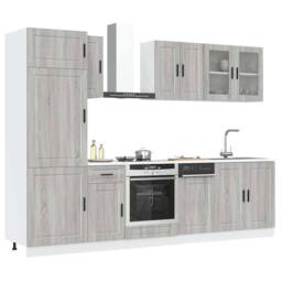 Berkfield Home Elegant 8 Piece Kitchen Cabinet Set Kalmar Grey Sonoma Engineered Wood - thumbnail 2