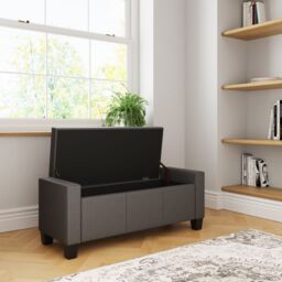 GFW Verona Crushed Velvet Storage Ottoman Bench in Dark Grey - thumbnail 2