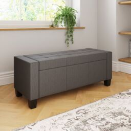 GFW Verona Crushed Velvet Storage Ottoman Bench in Dark Grey - thumbnail 1