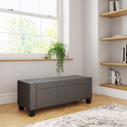 GFW Verona Crushed Velvet Storage Ottoman Bench in Dark Grey - thumbnail 3