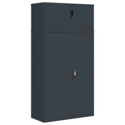 Berkfield Home File Cabinet Anthracite 90x40x180 cm Steel in Black - Size: 90 x 40 x 180 cm - thumbnail 2
