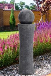 Living and Home Outdoor Garden Cylindrical Polo Water Fountain with Warm Light in Natural - thumbnail 3