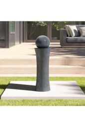 Living and Home Outdoor Garden Cylindrical Polo Water Fountain with Warm Light in Natural - thumbnail 7