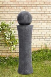 Living and Home Outdoor Garden Cylindrical Polo Water Fountain with Warm Light in Natural - thumbnail 2