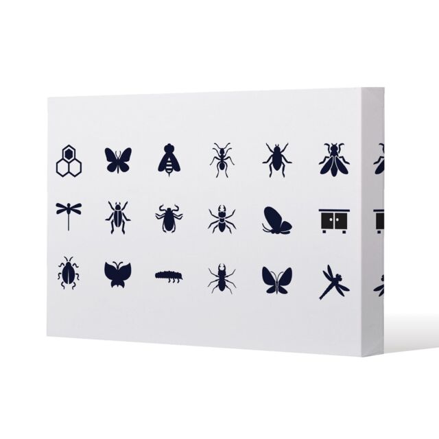 Benjamin Tate Design Insect icons (Canvas Print) / 127 x 101 x 4cm in Natural - Size: 127 x 101 x 4 cm - image 1
