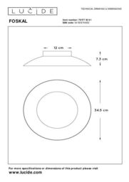 Lucide 'FOSKAL' Non Dimmable Stylish Modern Indoor LED Flush Ceiling Light in Yellow - thumbnail 4