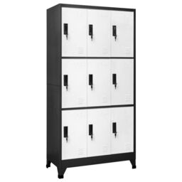 Berkfield Home Locker Cabinet Anthracite & White 90x45x180 cm Steel in Black - Size: 90 x 45 x 180 cm