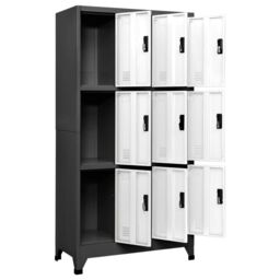 Berkfield Home Locker Cabinet Anthracite & White 90x45x180 cm Steel in Black - Size: 90 x 45 x 180 cm - thumbnail 3