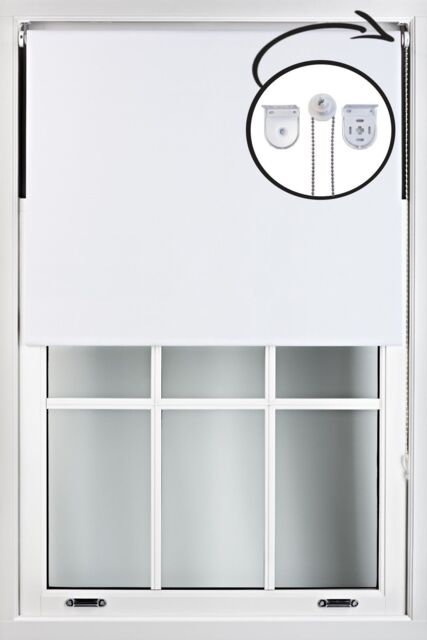 Furnished White Blackout Roller Blinds with Metal Fittings - Trimmable Window Shade - Size: 140 cm width x 210 cm drop - image 1