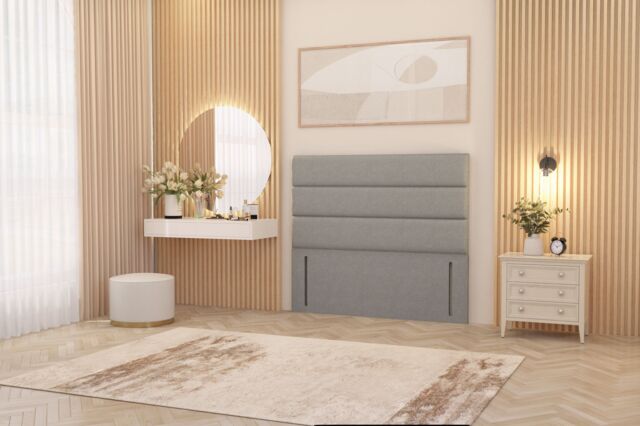 "Somnior Chambery 54"" Floor Standing Divan Headboard Upholstered Linen Fabric in Light Grey - Size: King" - image 1