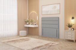 "Somnior Chambery 54"" Floor Standing Divan Headboard Upholstered Linen Fabric in Light Grey - Size: King" - thumbnail 2
