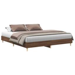Berkfield Home Durable Bed Frame No Mattress Brown Oak 200x200 cm Engineered Wood - thumbnail 3