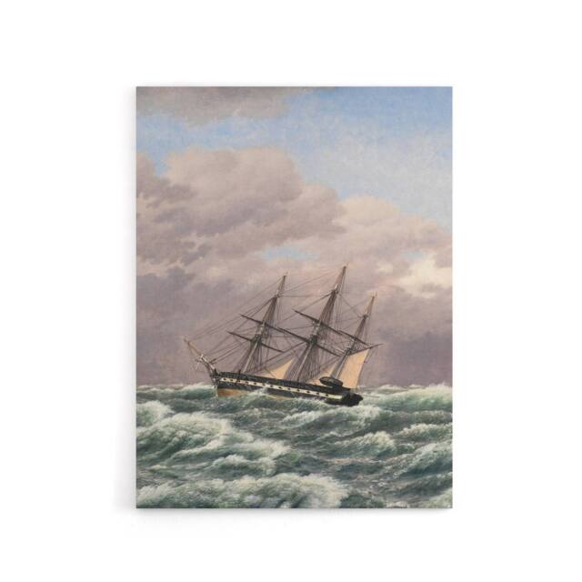 "Artery8 CW Eckersberg Corvette Galathea in a North Sea Storm Canvas Art Print - Size: W12"" x H16""" - image 1