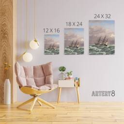 "Artery8 CW Eckersberg Corvette Galathea in a North Sea Storm Canvas Art Print - Size: W12"" x H16""" - thumbnail 4