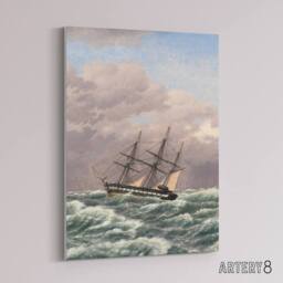 "Artery8 CW Eckersberg Corvette Galathea in a North Sea Storm Canvas Art Print - Size: W12"" x H16""" - thumbnail 2