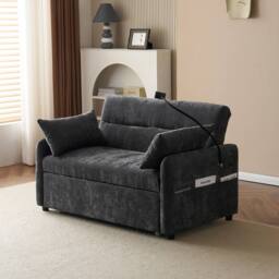BTM Double Sofa Bed Adjustable Backrest USB Charging Multifunction Sofa in Grey - thumbnail 5
