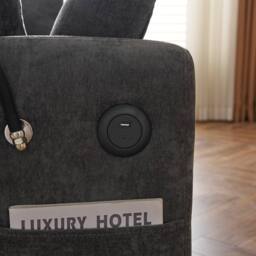 BTM Double Sofa Bed Adjustable Backrest USB Charging Multifunction Sofa in Grey - thumbnail 8