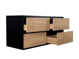 Vente-unique Wall-Hung Bathroom Unit With Inset Basin - Light Natural & Black - thumbnail 4