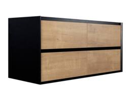 Vente-unique Wall-Hung Bathroom Unit With Inset Basin - Light Natural & Black - thumbnail 3