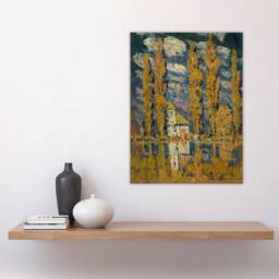 "Artery8 Ferdinand Katona Poplar Trees by the Water Wall Art Print in Orange - Size: W12"" x H16""" - thumbnail 4