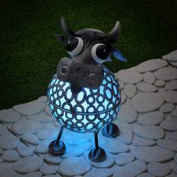 Globrite Metal Cow Solar Garden Ornament with Colour Changing Light - thumbnail 8