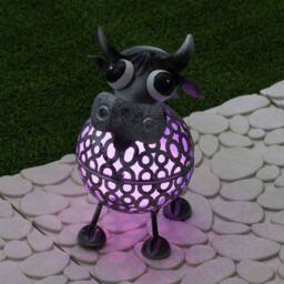 Globrite Metal Cow Solar Garden Ornament with Colour Changing Light - thumbnail 7