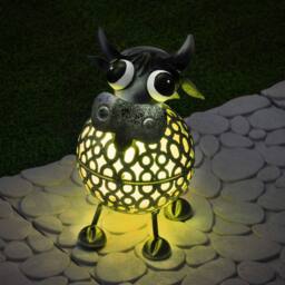 Globrite Metal Cow Solar Garden Ornament with Colour Changing Light - thumbnail 9