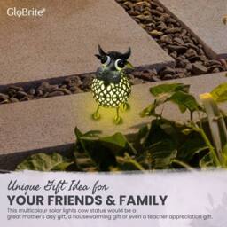 Globrite Metal Cow Solar Garden Ornament with Colour Changing Light - thumbnail 6
