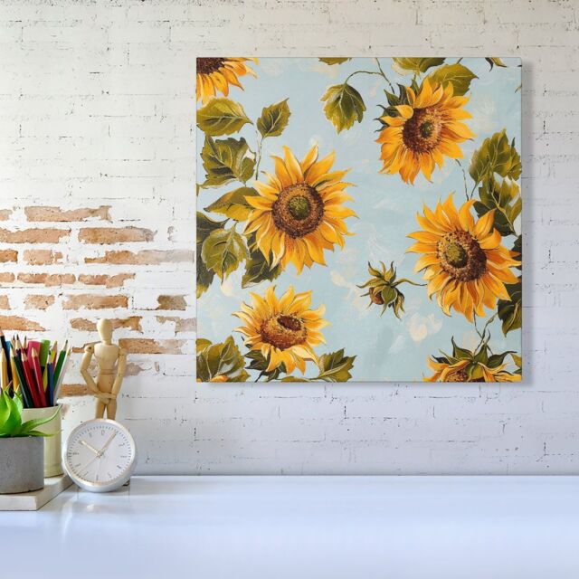 "Warren Reed - Designer Summer Sunflowers Canvas - Size: W16"" x H16""" - image 1
