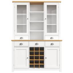 BTM Kitchen Pantry Cabinet Wine Rack Drawers Glass Doors Storage in White - thumbnail 8