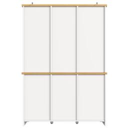 BTM Kitchen Pantry Cabinet Wine Rack Drawers Glass Doors Storage in White - thumbnail 9