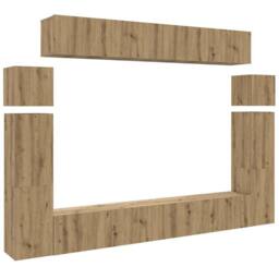 Berkfield Home 8 Piece TV Cabinet Set Wall-mounted Artisan Oak Engineered Wood in Brown - thumbnail 2