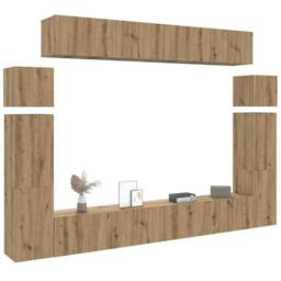 Berkfield Home 8 Piece TV Cabinet Set Wall-mounted Artisan Oak Engineered Wood in Brown - thumbnail 1