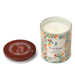 Peter Rabbit Orange Floral Scented Candle 1 Wick Wood Lid 30hr Burn Glass - Size: Medium