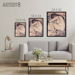 "Artery8 Van Gogh Drawing Sorrow Framed Canvas Wall Art Print - Size: W12"" x H16""" - thumbnail 4