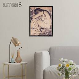 "Artery8 Van Gogh Drawing Sorrow Framed Canvas Wall Art Print - Size: W12"" x H16""" - thumbnail 3