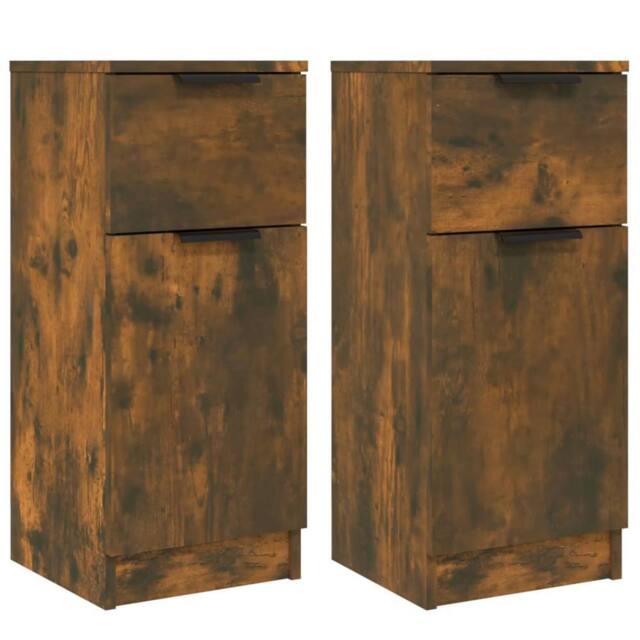 Berkfield Home Sideboards 2 pcs Smoked Oak 30x30x70 cm Engineered Wood in Brown - Size: 30 x 30 x 70 cm - image 1