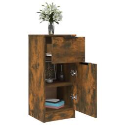 Berkfield Home Sideboards 2 pcs Smoked Oak 30x30x70 cm Engineered Wood in Brown - Size: 30 x 30 x 70 cm - thumbnail 5