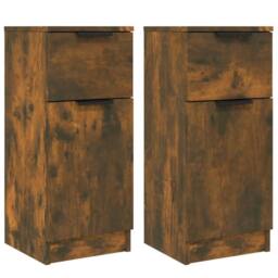 Berkfield Home Sideboards 2 pcs Smoked Oak 30x30x70 cm Engineered Wood in Brown - Size: 30 x 30 x 70 cm - thumbnail 1