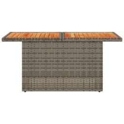Berkfield Home Garden Table Grey 100x55x73 cm Poly Rattan & Acacia Wood - Size: 100 x 55 x 73 cm - thumbnail 5
