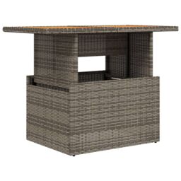 Berkfield Home Garden Table Grey 100x55x73 cm Poly Rattan & Acacia Wood - Size: 100 x 55 x 73 cm - thumbnail 2