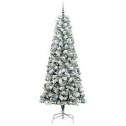Berkfield Home Realistic Artificial Hinged Christmas Tree Green & white 240 cm - thumbnail 1