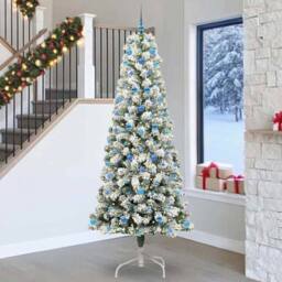 Berkfield Home Realistic Artificial Hinged Christmas Tree Green & white 240 cm - thumbnail 2