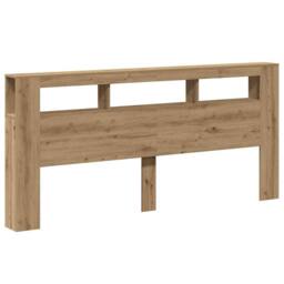 Berkfield Home LED Headboard Artisan Oak 220x18.5x103.5 cm Engineered Wood in Brown - thumbnail 1