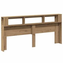 Berkfield Home LED Headboard Artisan Oak 220x18.5x103.5 cm Engineered Wood in Brown - thumbnail 8