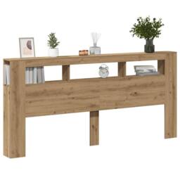 Berkfield Home LED Headboard Artisan Oak 220x18.5x103.5 cm Engineered Wood in Brown - thumbnail 5