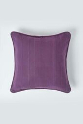 Homescapes Cotton Rajput Ribbed Cushion Cover in Purple - Size: 60 cm x 60 cm - thumbnail 1