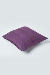Homescapes Cotton Rajput Ribbed Cushion Cover in Purple - Size: 60 cm x 60 cm - thumbnail 3