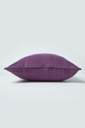 Homescapes Cotton Rajput Ribbed Cushion Cover in Purple - Size: 60 cm x 60 cm - thumbnail 2